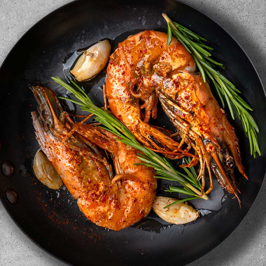 King prawns in lemon garlic herb oil recipe | HONEST CATCH