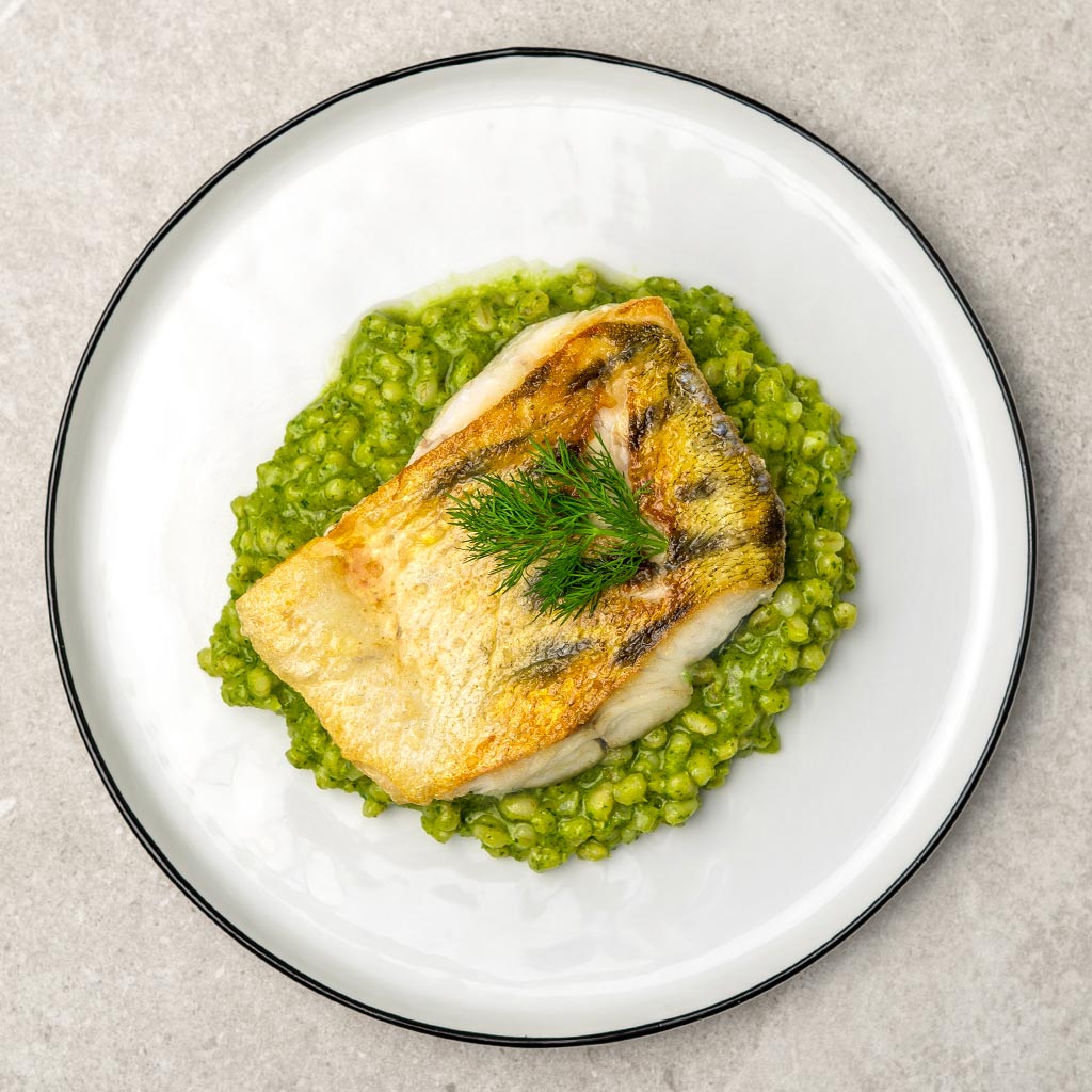 Zander on pearl barley risotto recipe | HONEST CATCH