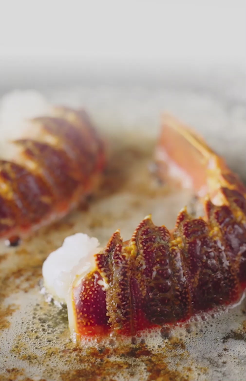 Hummer in Pfanne mit brutzelndem Öl